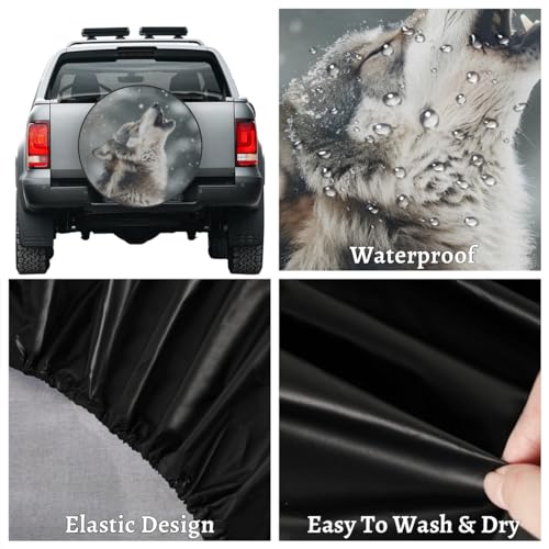 Image of Spare Tire Cover for RV Trailer, Animal Wolf Tire Covers Universal Fit for Travel Trailer Camper Jeep RV SUV Truck Waterproof Wheel Cover (17 inch for Diameter 31 inch - 33 inch)