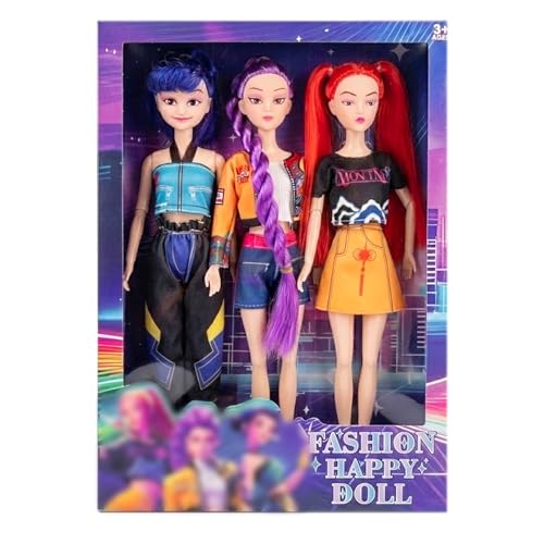 Metaparty K-Pop De-Mon Hunters Figurine,Ensemble de Modèles Réduits pour Les Fans de Hunters Cadeaux d'anniversaire pour Le Bureau, Décorations de Bureau Huntr Figure (A004-3pc)