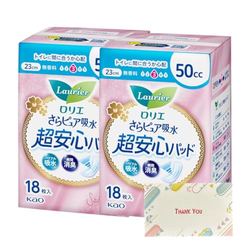 花王 ロリエさらピュア 吸水超安心パッド 50cc 18枚 2個セット パンティライナー +Kunutonnオリジナルロゴ入りeおまけ付