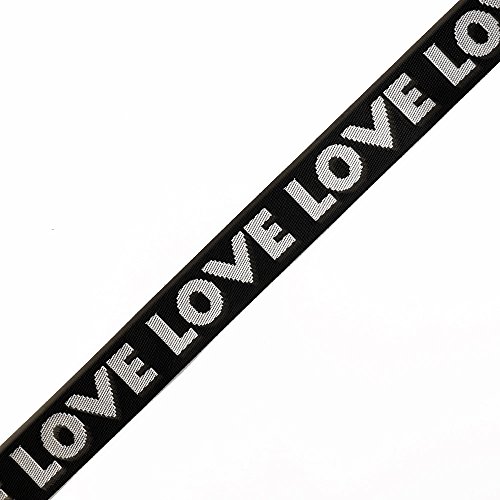 3-Yards 1-1/2" (38Mm) Love Webbing Tape Trim, Tr-11606 (Black) #TOP1