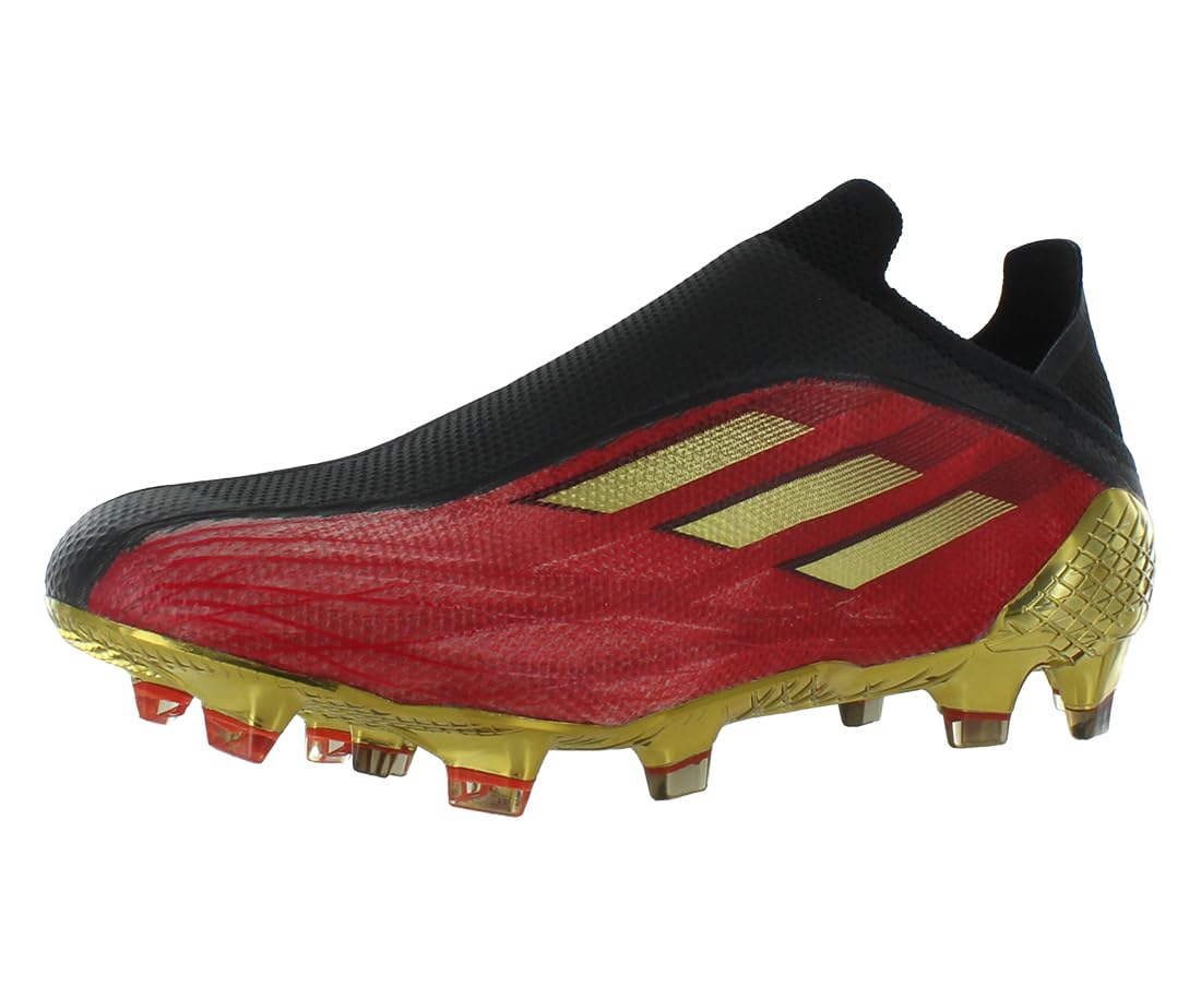 adidas X Speedflow+ Firm Ground Unisex Shoes Size 4.5, Color: Vivid Red/Gold Metallic/Core Black