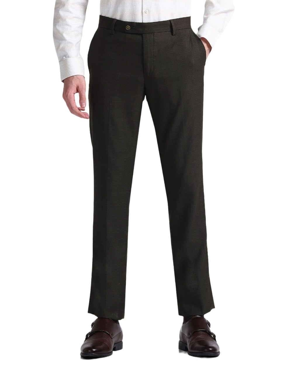 arrow Men Regular fit Polyester CheckedMid-Rise waistTrousers-picture-36