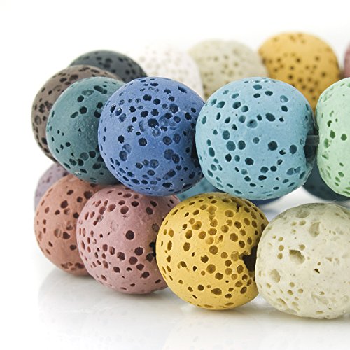 Image of BEADNOVA 12mm Color Lava Beads Natural Crystal Stone Gemstone Round Loose Energy Healing Beads for Jewelry Making (12mm, 31-33pcs, Mix Color)