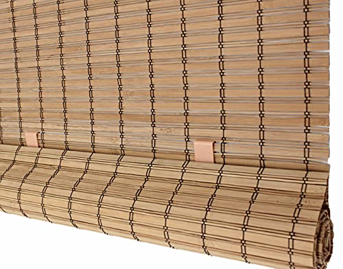 Seta Direct, Brown Cordless Bamboo Slat Roll Up Blind - 24-Inch Wide by 72-Inch Long