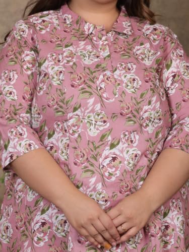 Image of NISHIRE Women's Cotton Floral Co-ord Kurta Set, Plus Size Stylish Ethnic Wear Set