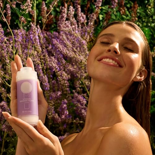Image of Vitamin C Shower Filter and Water Softener for Hard Water - Aromatherapy Shower Head Attachment - Universal Fit, No Tools - Reduces Dry, Itchy Skin and Nourish Hair - Lavender-Scented