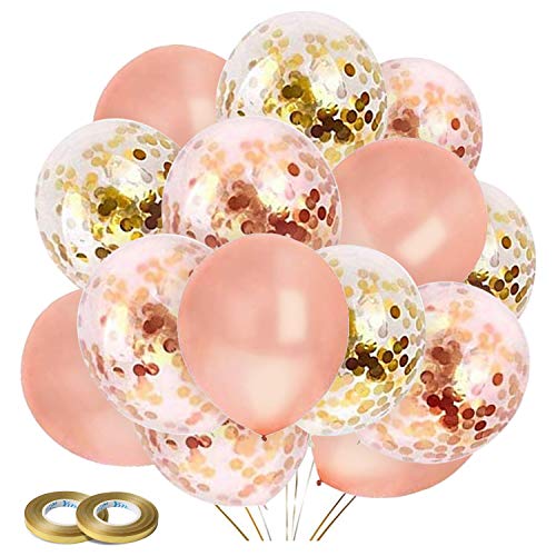 Konsait 52pcs 12 Inch Rose Gold Balloons Confetti Balloons Latex Balloons Bulks for Balloons Party Supplies Birthday Party Decoration Bachelorette Bridal Shower Wedding Ceremony Decor