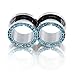 Oyaface 316L Stainless Steel With Blue Rhinestone Crystal Ear Tunnel Plugs Ear Gauges Expanders Body Piercing 4mm