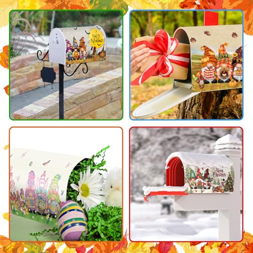Image of Dispowreath 12 Pcs Seasonal Gnome Mailbox Covers Magnetic Standard Size 18 x 21 Inch Spring 4th of July Summer Magnetic Mailbox Covers for Garden Yard Outdoor Decor