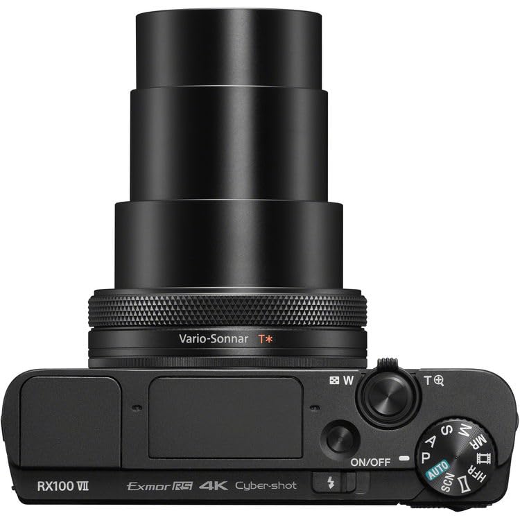 Image of Sony RX100 VII Digital Camera Bundle | 20.1MP 1 inch Stacked Sensor, 24-200mm f /2.8-4.5 Lens, 4K Video & 20fps Burst | for Travel, Vlogging & Everyday Photography (DSC-RX100M7) + 64GB Card + Camera Bag