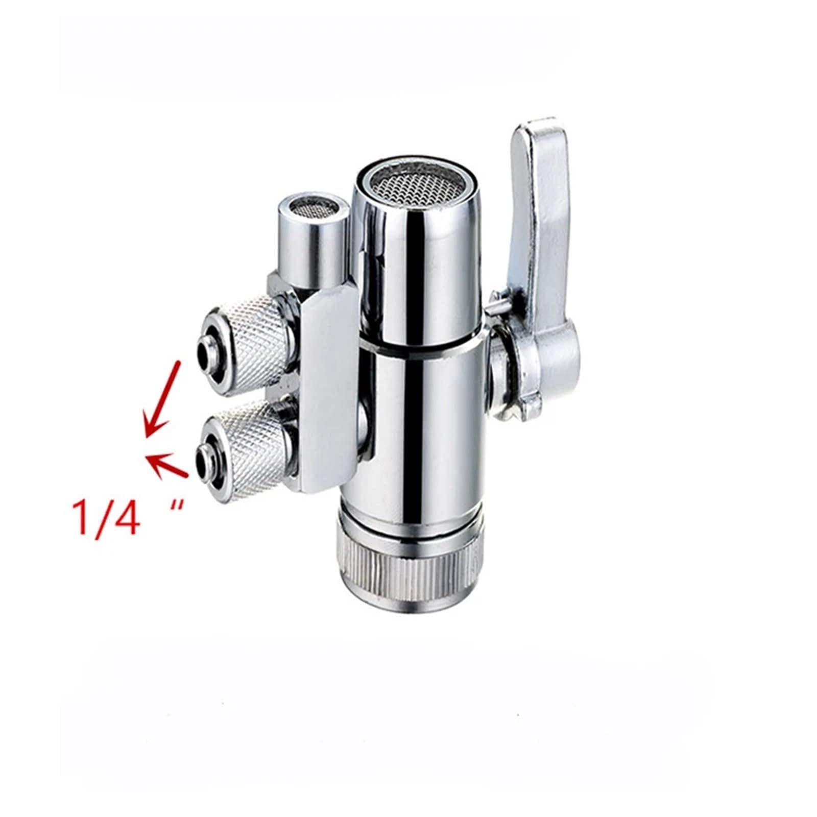 Dwukierunkowy adapter kranu zawór przełączający filtr wody na blacie 1/4 3/8 cala rurka srebrne złącze do oczyszczacza wody Ro (1/10.2 cm)