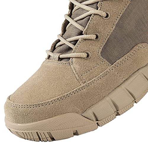 FREE SOLDIER Men's Tactical Boots 6 Inches Summer Lightweight Breathable Desert Boots with Thin Durable Fabric(Tan, 11 US)