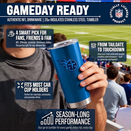 Image of Tennessee Titans NFL 20oz Stainless Steel Insulated Tumbler, Slider Lid