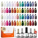 modelones Cat Eye Gel Nail Polish Set Glitter Sparkle 32PCS 28Colors