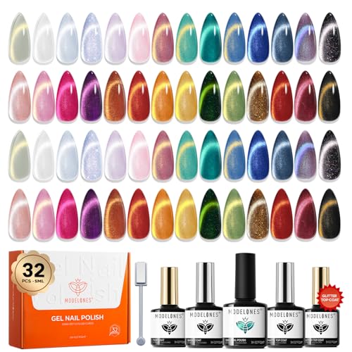 modelones 32 PCS Gel Nail Polish Set, 28 Colors Cat
