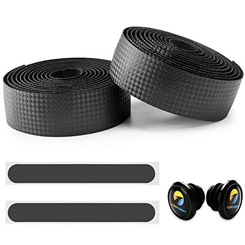 TOPCABIN Bicycle Bar Tape Carbon Fiber Veins Comfort EVA Road Bike Handlebar Tape Bike Bar Tape with Reflective Bar Plugs