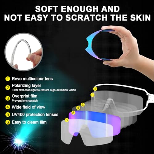 Image of PROBEROS Cycling Sunglasses for Men Stylish, UV400 Tinted Polarized Sunglasses Fashion Sport Set, Unique Frame Design, Outdoor Anti-Glare for Cycling, Driving, Hiking