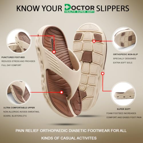 Image of DOCTOR HEALTH SUPER SOFT Men's Orthopedic Toe Ring Slippers | Lightweight EVA Flip Flops | Soft Cushioned Anti-Skid Comfort Sandals for Indoor, Outdoor & Everyday Wear