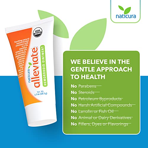 Naticura Alleviate Hemorrhoid Treatment Ointment - Fast Cooling Relief Cream Soothing Usda Organic Formula With Menthol And Shea Butter For Burning Itchingbleeding Fissures And Swelling #TOP5
