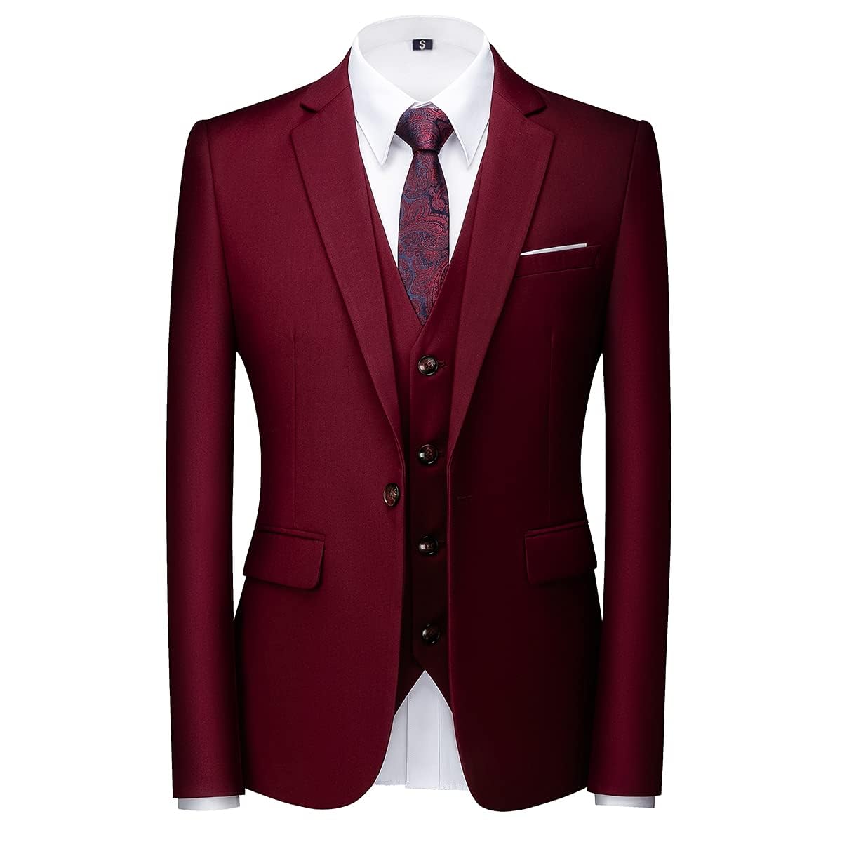 KUDORO Abito da Uomo 3 Pezzi Slim Fit Abito Puro Colore Un Bottoni Abito da Smoking Blazer Gilet Pantaloni
