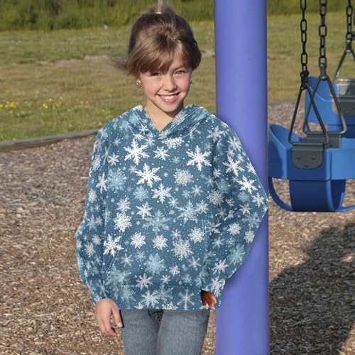 Kids Hoodies Sweaters Christmas Xmas Snowflake Hooded Sweatshirts with Big Pockets for Boys Girls B04004034