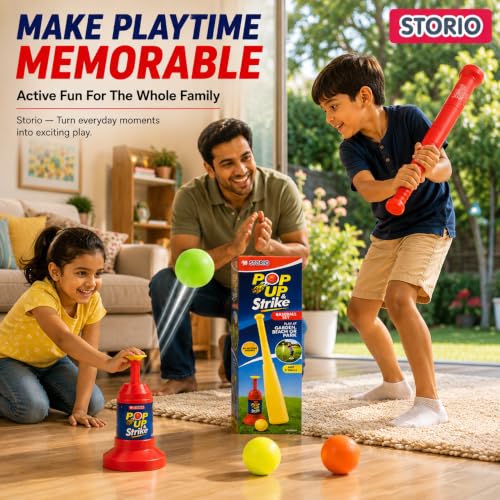 Image of Storio Baseball Shooter Bat, Pitcher Ball Power Shot Launcher Game for Kids