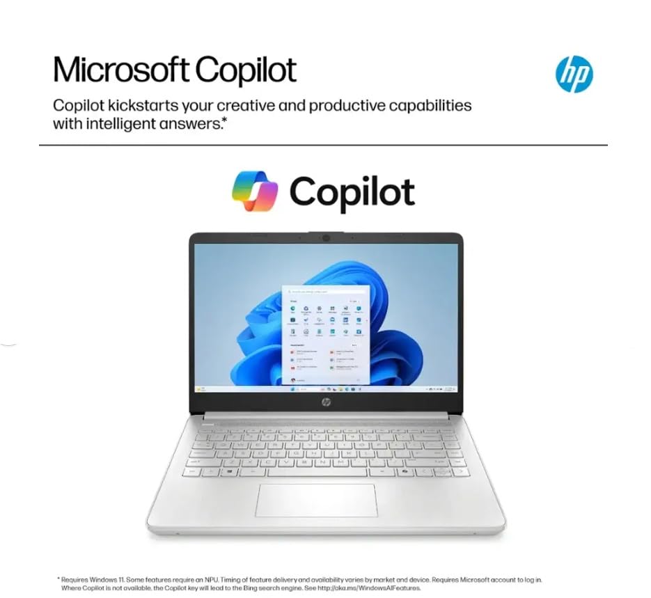 Image of HP Student Laptop, Intel Processor N150(up to 3.6 GHz),8G RAM, 256GB Storange (128GB UFS+128GB MSD) 14 Inch LED Screen,1 Year Office 365, Windows 11 Home,Silver,w /BTP Accessories