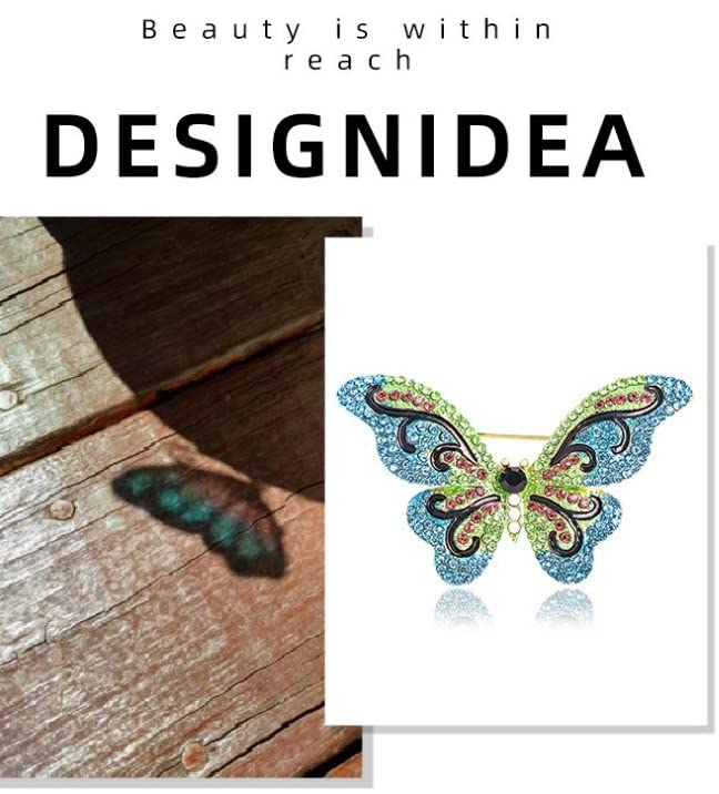 Image of Variety Styles Butterfly Brooch - Multi-Color Rhinestone Crystal Brooch Pin Cute Butterfly Shape Corsages Brooches Decoration Gift for Women