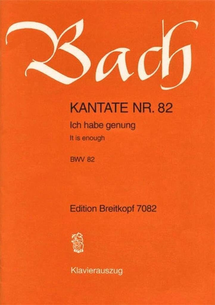 Cantata BWV 82 - Ich habe genung (genug) (It is enough) - Purification of the Blessed Virgin Mary - bass and piano reduction - vocal/piano score - German/English - (EB 7082)