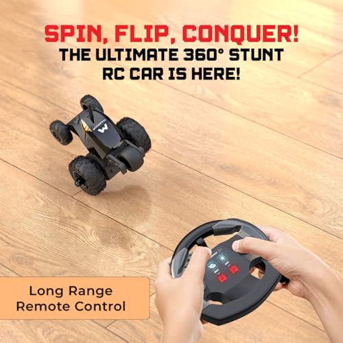 Image of Mirana Warrior 360 Degree Rotating Stunt RC Car Toy for Kids | High Speed Steering Remote Control Vehicle | USB Type-C Rechargeable | Made in India (Onyx Black)