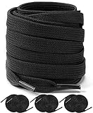 Asacam 3 Pairs Shoe Laces for Sneakers, Flat 5/16' Multiple Lengths Avalible Shoelaces for Kids and Adults - Black, 24'(60cm)