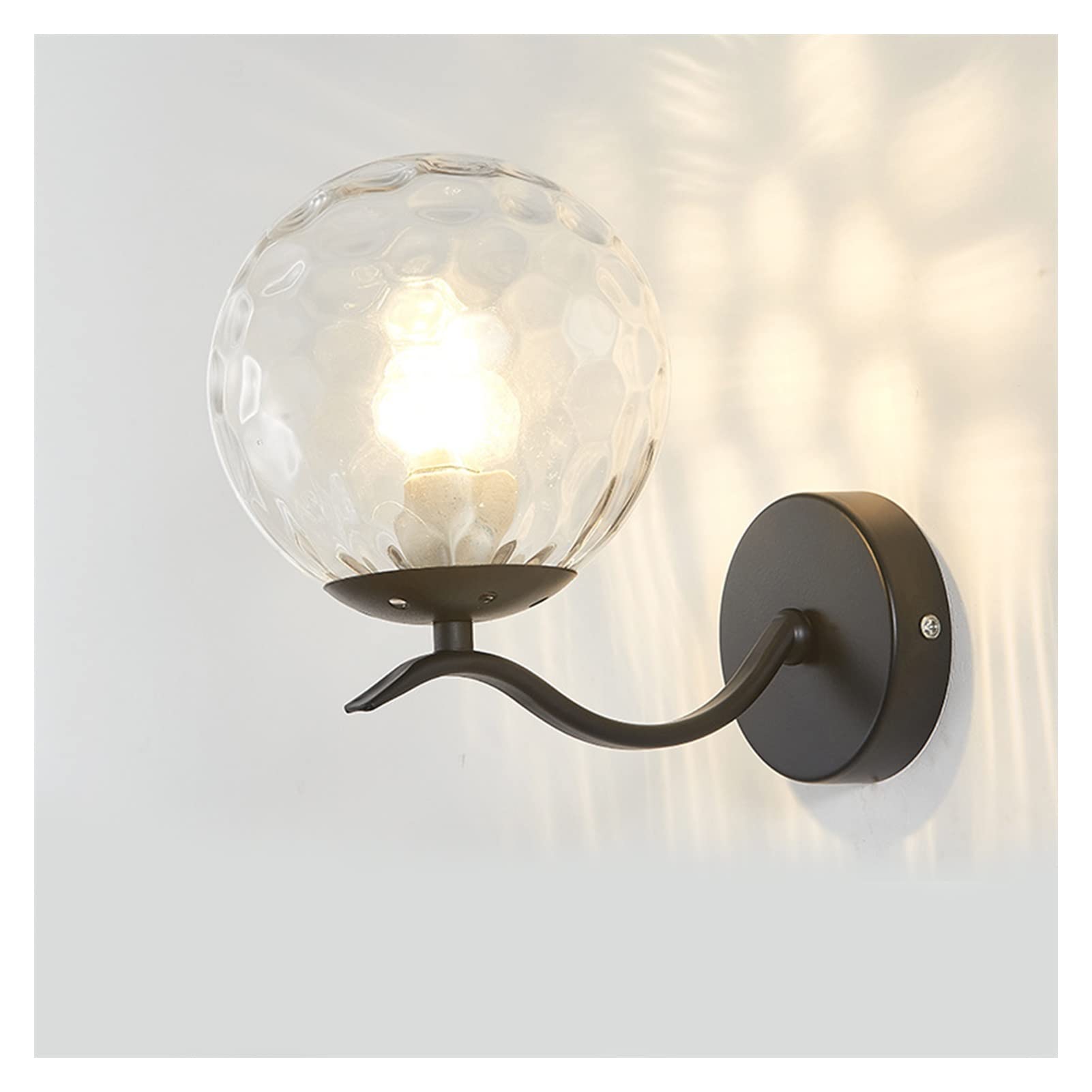 JYBNBBE & Sconces Modern Brass Wall Light with Glass Lampshade, Creative 1-Light Wall Lamp Minimalist Wall Sconce Fixture with Frosted Glass Globe Shade, Wall Mount Lighting Fixt,Black-Clear Water