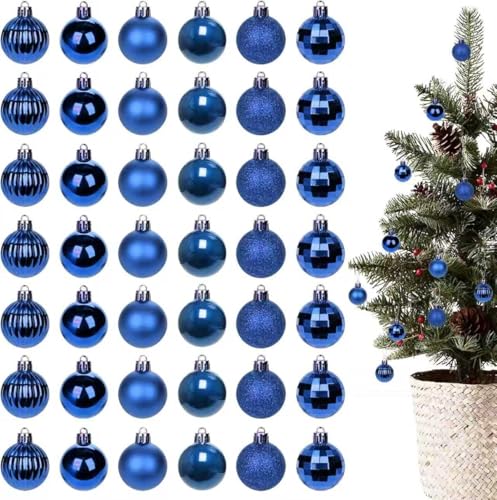 DITK-U 42pcs Shiny Christmas Balls Decoration Shatterproof Christmas Tree Baubles Mini Xmas Ornaments for Xmas Tree Holiday Wedding Party Decoration 3cm(blue)