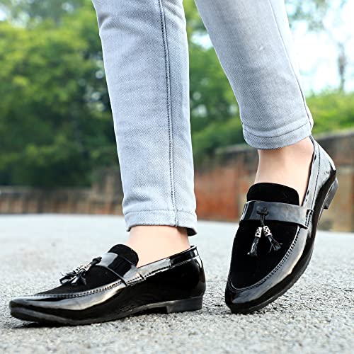 Image of LE GREEM Men's Patent Leather Slip on Casual Loafers