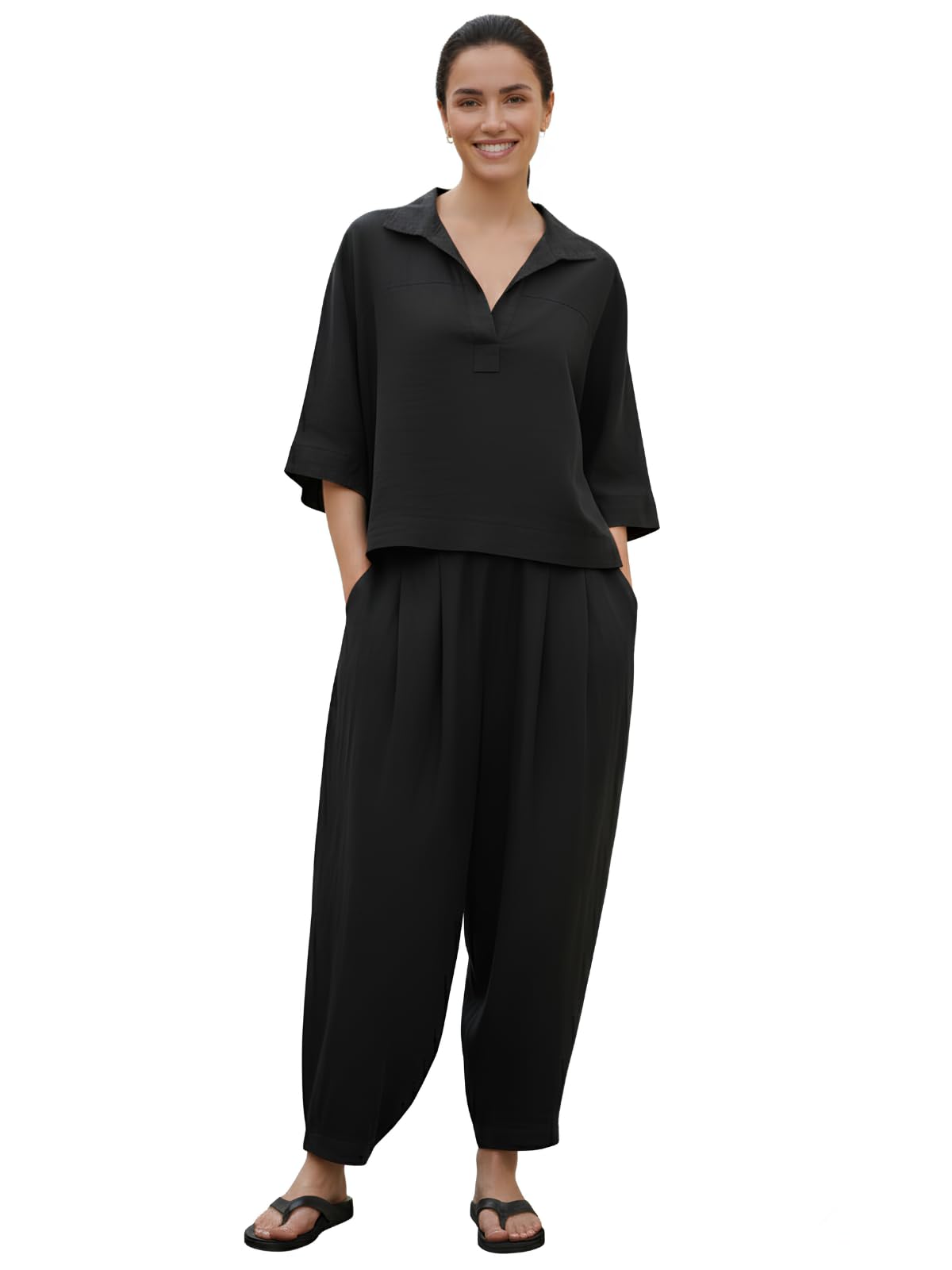 greciilooks Women 2-piece Cotton Matching Tunic and Trouser Set-picture-29