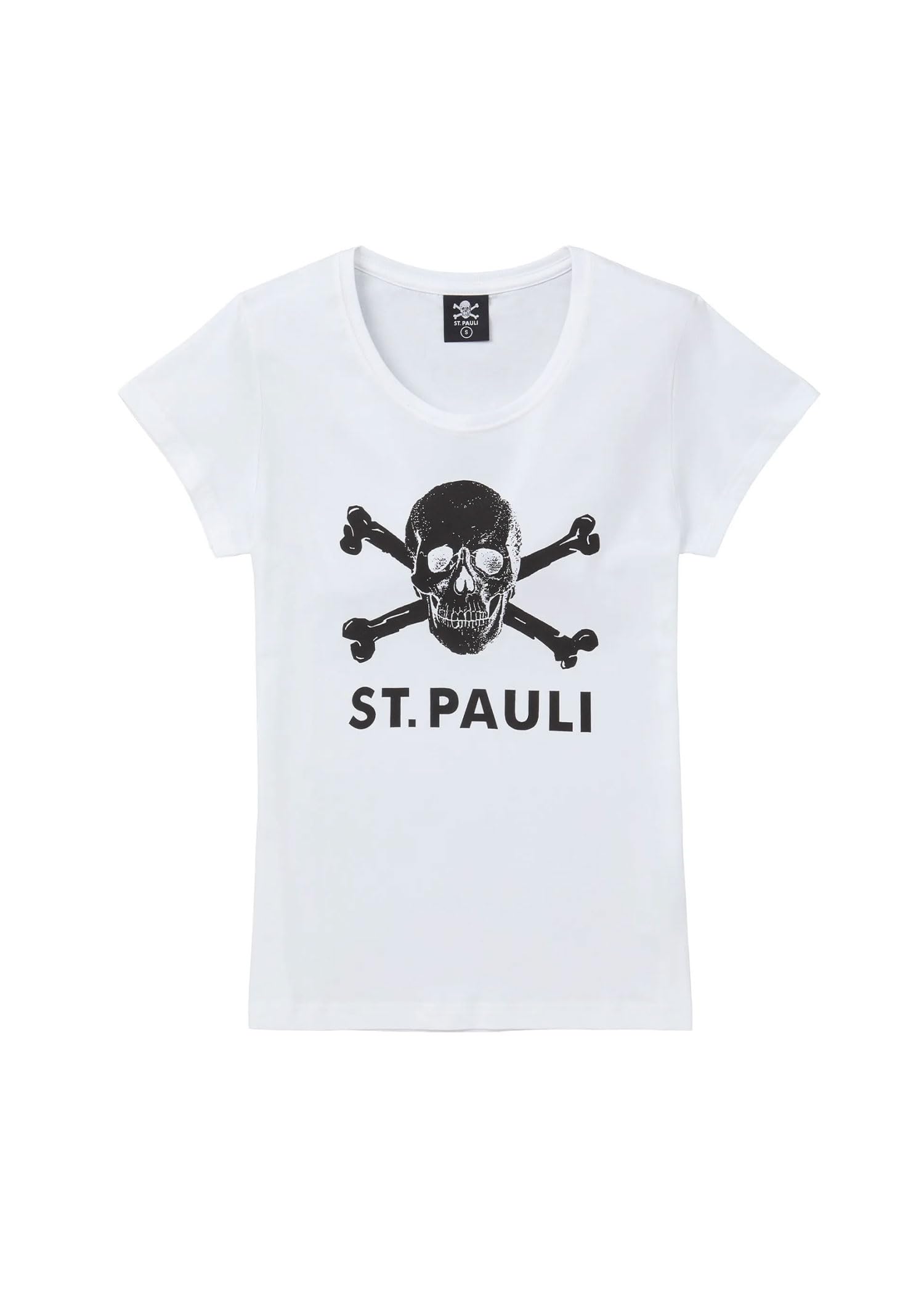 FC St. Pauli Skull Mujer Camiseta Blanco S, 100% algodón, Regular