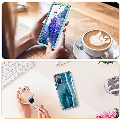 Esdot Samsung Galaxy S20 Fe Case With Built-In Screen Protector,Military Grade Rugged Cover With Fashionable Designs For Women Girls,Protective Phone Case For Galaxy S20 Fe 6.5" Agate Stone #TOP5