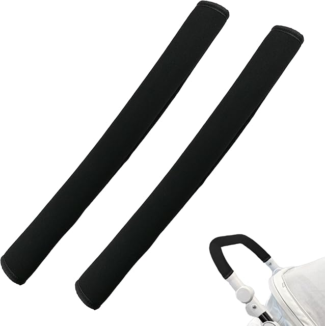 2Pack 18.7*1.37*1.37inches Stroller Handlebar Cover,Pushchair Armrest Handle Protector Cover Replacement Toddler Pram Bumper Dustproof Handle Gloves,Removable Universal Protective Case Grip Bar Covers