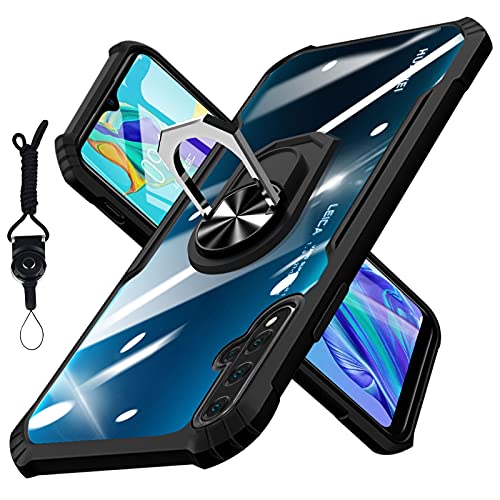 Huawei nova 5T ケース クリア リング付き 耐衝撃 TPU 透明 衝撃吸収 米軍MIL規格 ストラップホール付き 車載ホルダー対応 全面保護 Huawei nova 5T ケース 薄型 軽量 スタンド機能 カメラ保護 携帯カバース クラッチ防止 人気 ブラック RP61-DF-N5T-HEI