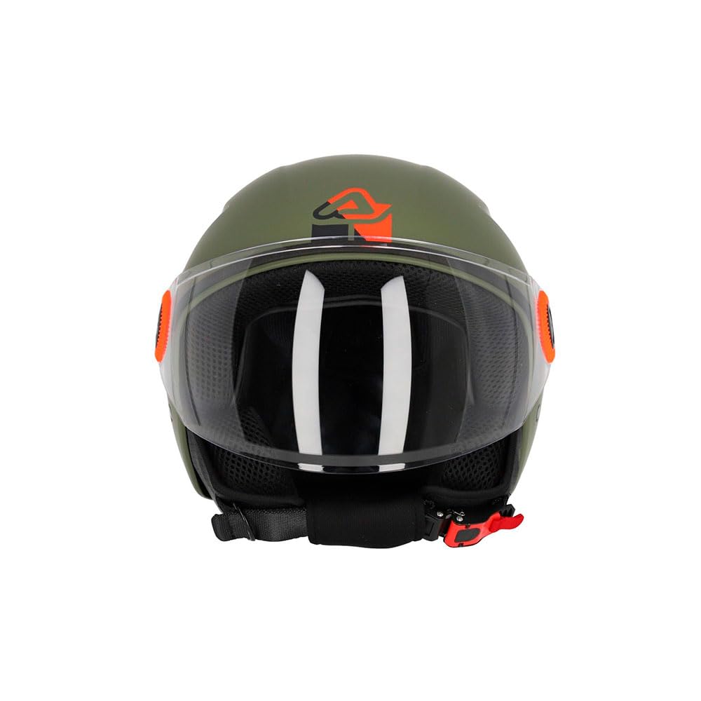 Acerbis Casco Jet Brezza con visera y homologación ECE 22.06 (verde militar opaco – Talla L)