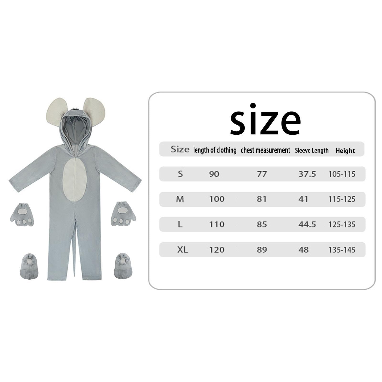 Costume da Topo per Bambini, Pigiama con Cappuccio, Tuta per Festival, Halloween, Vacanze, XL