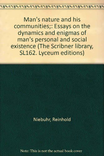 Man's nature and his communities;: Essays on th... B0006BTI06 Book Cover