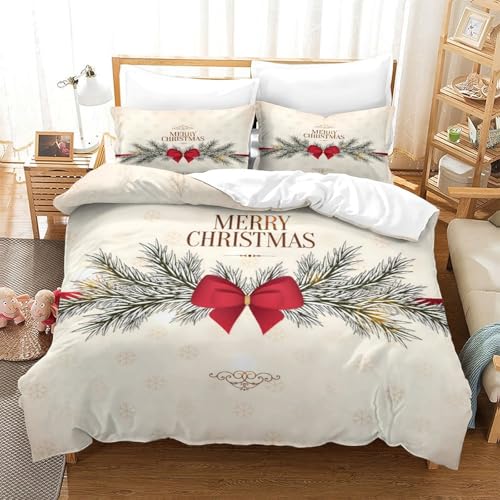 Housse de couette Noël 135x200 lit simple microfibre 3D fermeture éclair