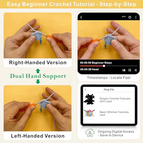 Image of LuNuaFvy Crochet Kit for Beginners, Adults & Kids, Complete Animal Starter Kit to Make 2 Amigurumi Dragons,DIY Gift with Easy-to-Follow Book & Video Tutorial, Soft Yarn, 2 Bags