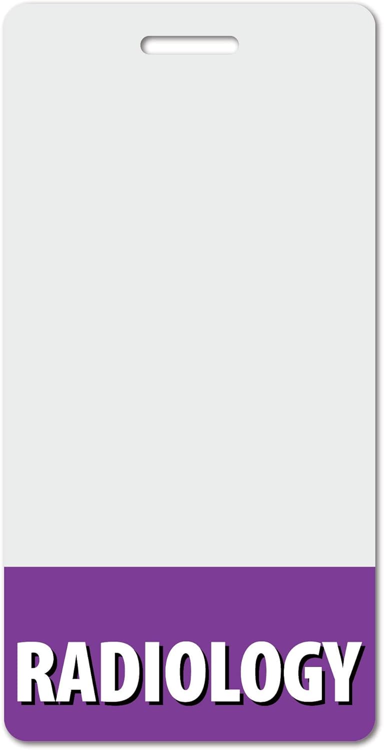 Radiology Heavy Duty Vertical Purple (20 Pack) - Spill & Tear Proof Cards - 2 Sided USA Printed Quick Role Identifier ID Tag Backer by BadgeZoo