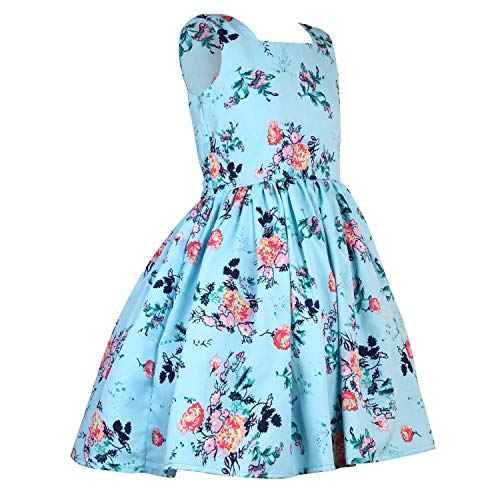 Image of Girls Skater Printed Poly Crepe Dress | Round Neck Sleeveless Mini /Midi Knee Length Casual Dress