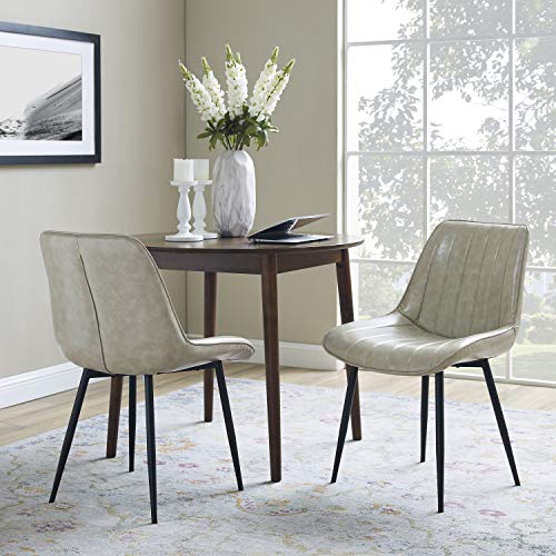 Volans Dining Chairs Modern Mid Century Retro Armless Leather Upholstered Side Chair