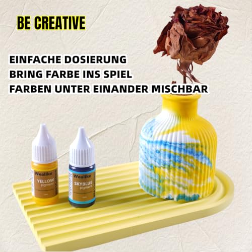 Wealike Pigment auf Wasserbasis 10ml x 9 Set Farbpigmente für Gießpulver | gips zum gießen