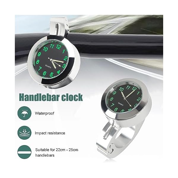 YeahBoom Motorraduhr,Motorrad Fahrrad Uhr,Motorrad Lenkeruhr,Motorrad-Uhren,wasserdichte Uhr,Wasserdicht Leuchtend Motorraduhren,für Lenker, Lenkerhalterung Uhr für Motorräder, Elektrofahrzeuge – Bild 4