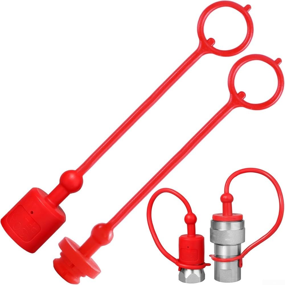 4 set ISO5675 idraulico rapido accoppiatore antipolvere – copertura protettiva in gomma per trattori e uso agricolo – rosso (3/8)